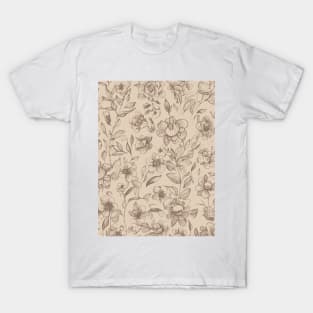 Floral Pattern Hand Drawn Sketch: Sketchy Garden Reverie T-Shirt